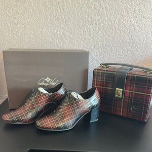 Patricia Nash Red Plaid Heels and Bag Set